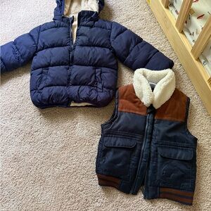 Navy Puffer Jacket and Vest Set